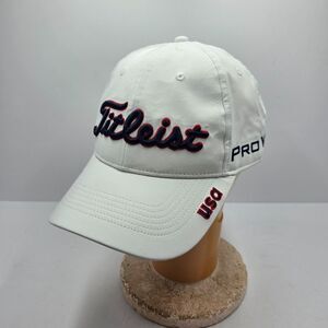 Titleist Tour Performance USA Theme Golf Strapback Hat White Pro V1 FJ FootJoy